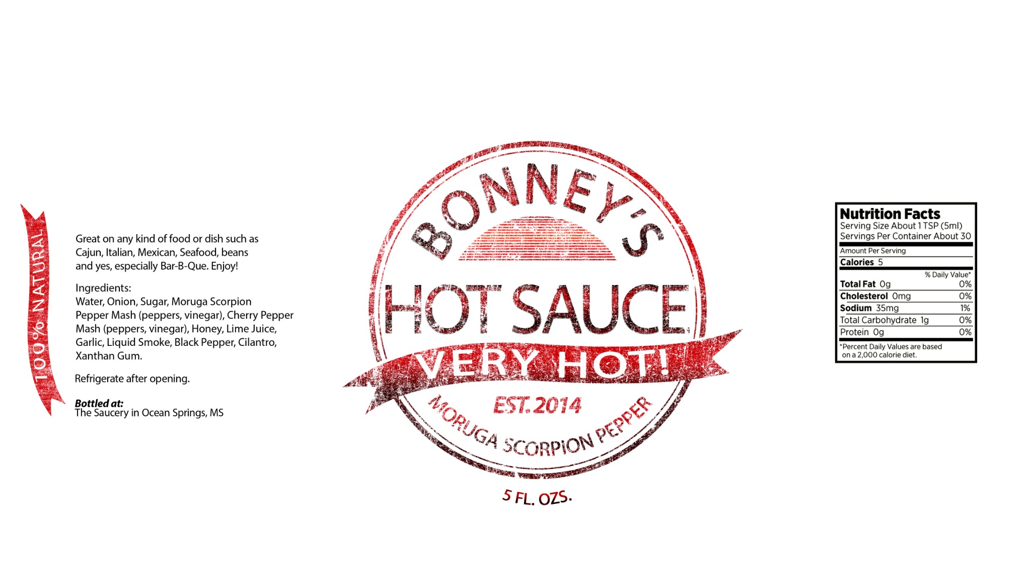 Bonney’s Hot Sauce — Label: Logo & label design